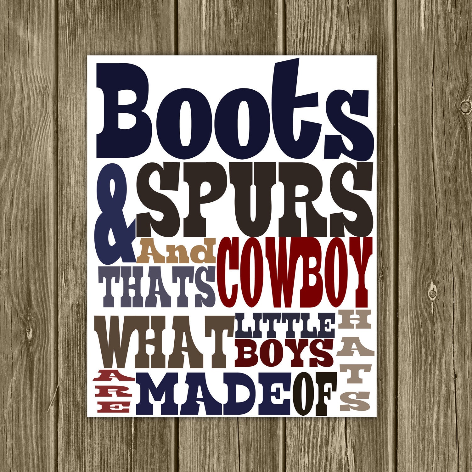 Wall Art Print - Boots and Spurs and Cowboy Hats - 8x10 - Available in other sizes