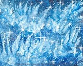 Original Space Painting Astronomy Art "The Birth of Stars" 5x7 Spacescape by K Graham Blue Star Forming Region Nebula Space Stars