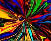 ABSTRACT TUNNEL Art Print Original Digital Art  by K Graham 8x10 Photographic Print Colorful Modern Art Yellow Red Black Blue Green Rainbow