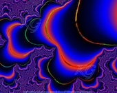 Abstract Fractal Geometric Fine Art Photographic Print - Blue Orange Purple & Black 8x10 Digital Painting Art by K Graham