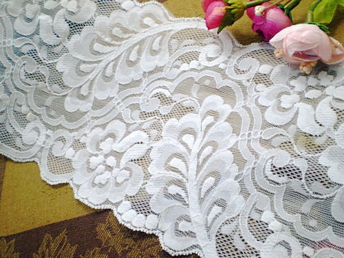 Lace Trim White Lace Leaves Floral Lace DIY Handmade Accessory 14cm  wide  2 yards ZB0006