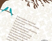 PERSONALIZED TREE PRINT // 11x14 // 1st Anniversary Gift or Wedding Gift. 1 Corinthians Love is Patient. StudioLO2011