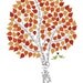 SIGNATURE WEDDING tree. Fall colors. Guest book alternative. Love birds in the tree. (T1) 13x19 - 75 signatures. StudioLO2011