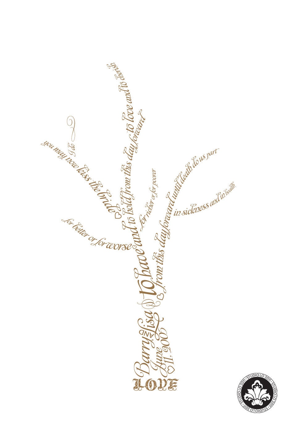 THUMBPRINT WEDDING tree. Guest book alternative. Love birds in the tree. (T1) 13x19. StudioLO2011