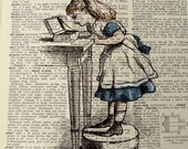 Dictionary Art Print - Upcycled Vintage Paper - Alice in Wonderland Print - 7-3/4 x 10-3/4