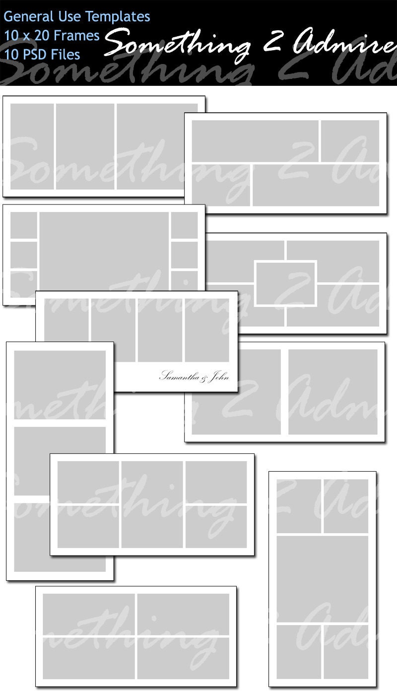 INSTANT DOWNLOAD Storyboard10 x 20, 10 PSD files, Custom Storyboard/Collage, Templates for Photographers