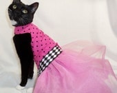 CoolCats Pink and Black Polka dot Cat Tutu Dress  for Birthday Party or Easter