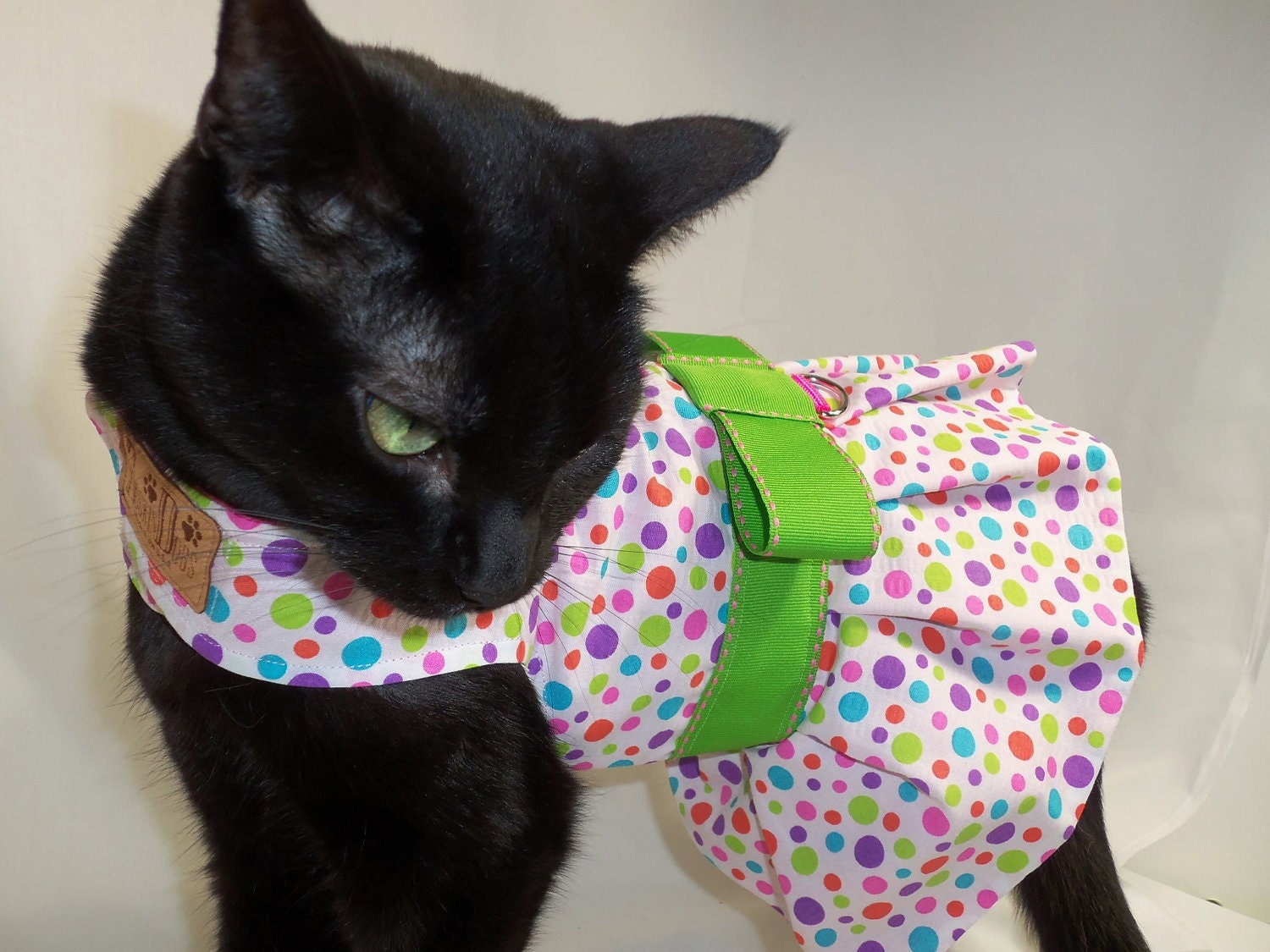 CoolCats Easter Spring Cat Dress Polka Dot Cat Dress