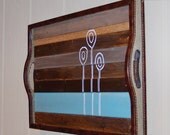 SALE - Reclaimed Wood - Nature Series - Original Painting (Brown and Turquoise)
