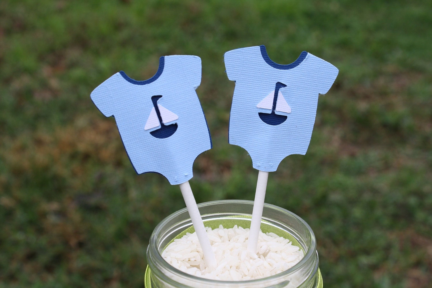 Onesie Cupcake Toppers, Baby Boy Shower, Nautical Theme, Sailboat Theme, Baby Boy Cupcake Topper, Baby Boy Cupcake Pick, Shower Cupcake Pick