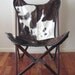 ORIGINAL BUTTERFLY CHAIR "Tripo" Hand Made Wooden Frame Cowhide Cover Cow Skin Hide Chairs