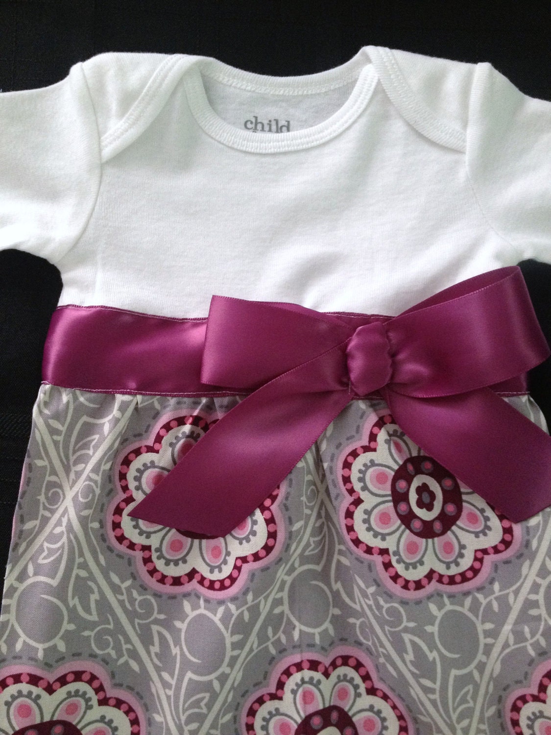 Baby Girl Gift Set - 2 Piece - Layette Gown with Burp Cloth