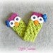 Unique baby gift set - baby girl owl hat and leg warmers - hot pink and green - any baby size so adorable