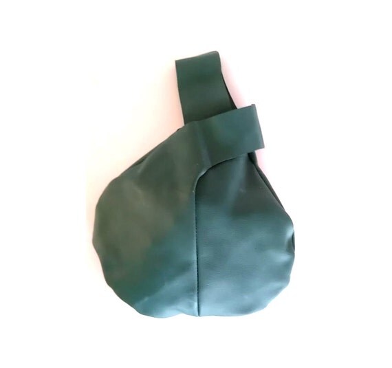 Reserved for Cassondra Baby Buddha Wristlet Clutch Ivy Green Leather Round Wristlet Purse