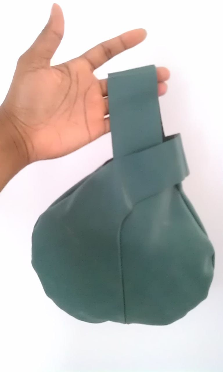 Reserved for Cassondra Baby Buddha Wristlet Clutch Ivy Green Leather Round Wristlet Purse