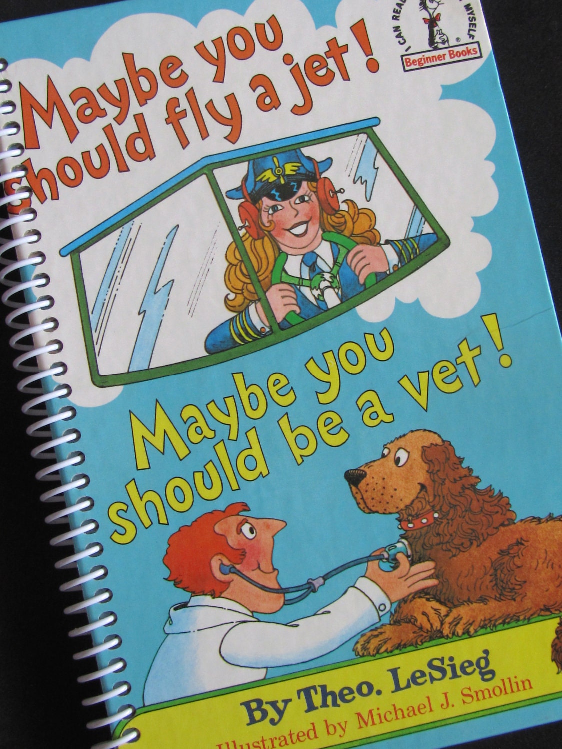Dr. Seuss JET book journal notebook Recycled Upcycled Spiral Bound