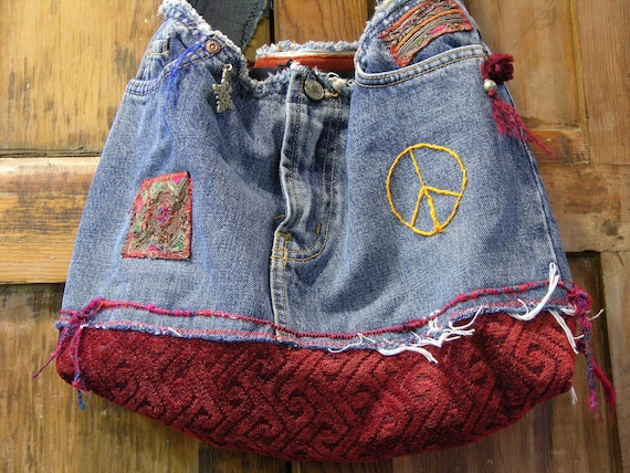 Lucky Brand Skirt now a Hippie Hobo Denim Bag