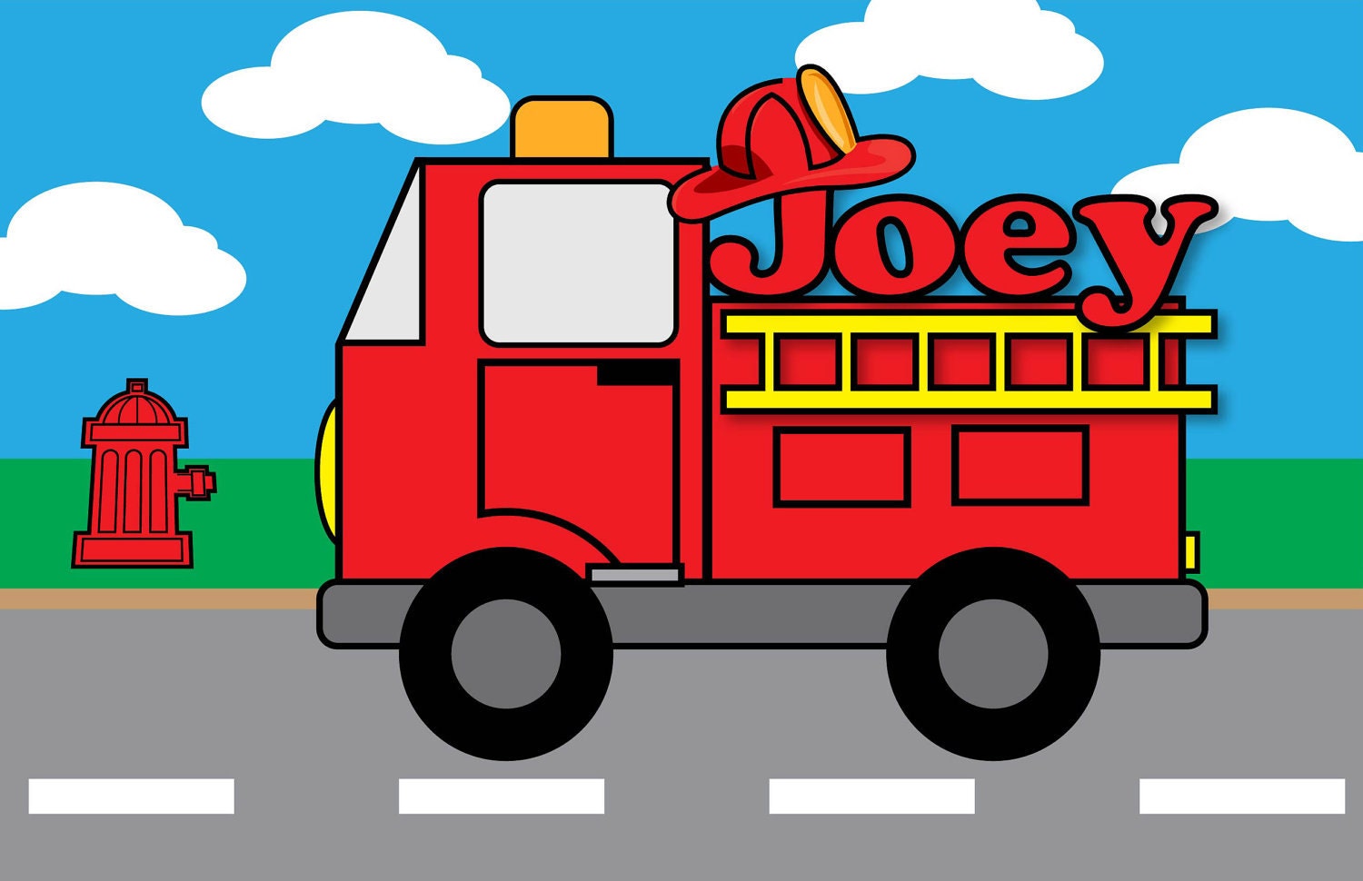 Fire Truck Kids Personalized Placemat, Customized Placemats for kids, Kids Placemat, Personalized Kids Gift Il_570xn