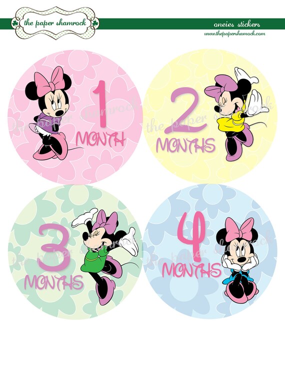 Minnie Mouse Monthly Onesies Stickers, Baby Stickers for Onesies, Month Stickers Il_570xn