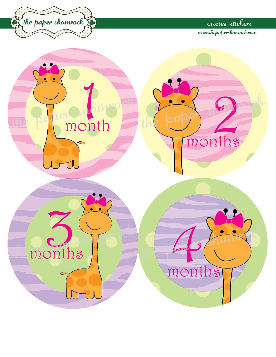 Giraffe Monthly Onesies Stickers, Baby Stickers for Onesies, Month Stickers Il_570xn