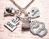 Eat cake cupcake  charm holder  necklace