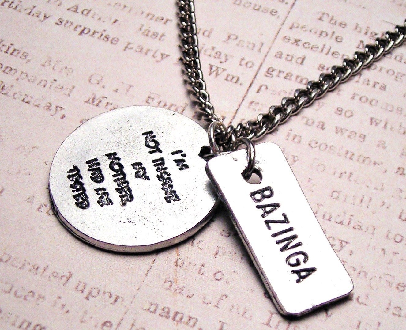 Bazinga Im not insane my mother had me tested Big Bang necklace
