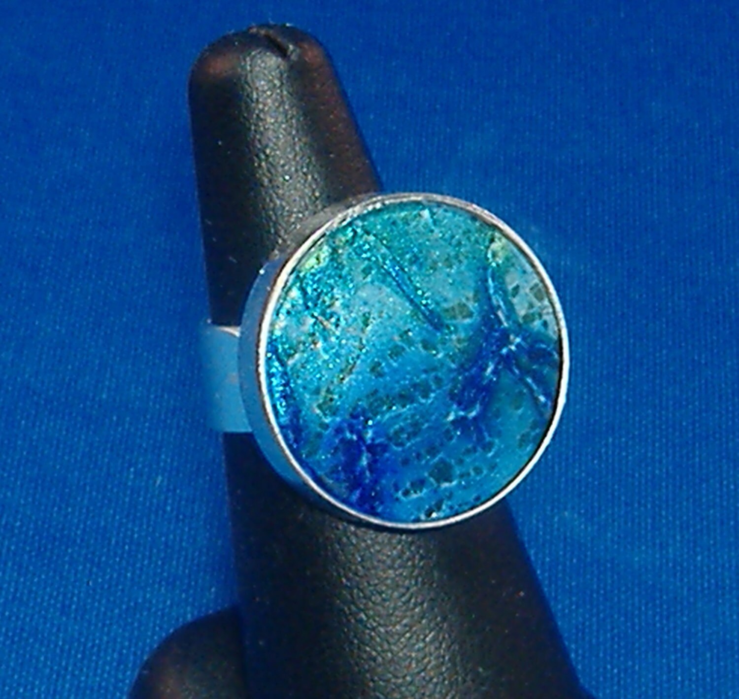 RING Swirling Ocean Blues POLYMER Clay by XOCC - xocandlesclay