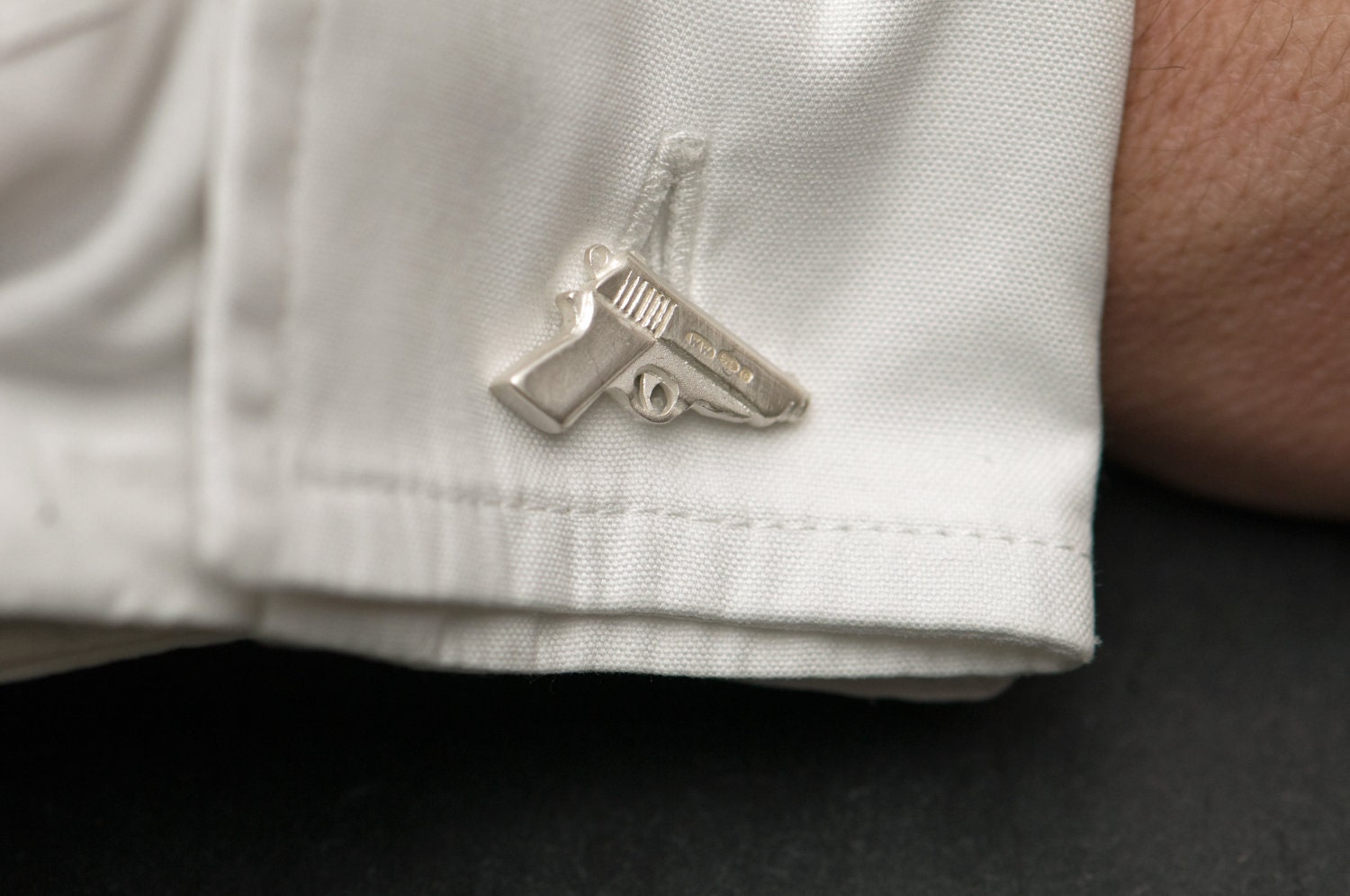 Gun Cufflinks - Sterling Silver Pistol Cufflinks - Free Shipping