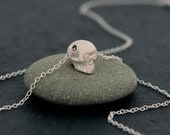 Small Silver Skull Pendant on Fine Silver Chain
