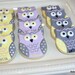 Baby Owls in Lavender, Yellow and Gray Hand Decorated Sugar Cookies for Baby Shower, New Baby Gift