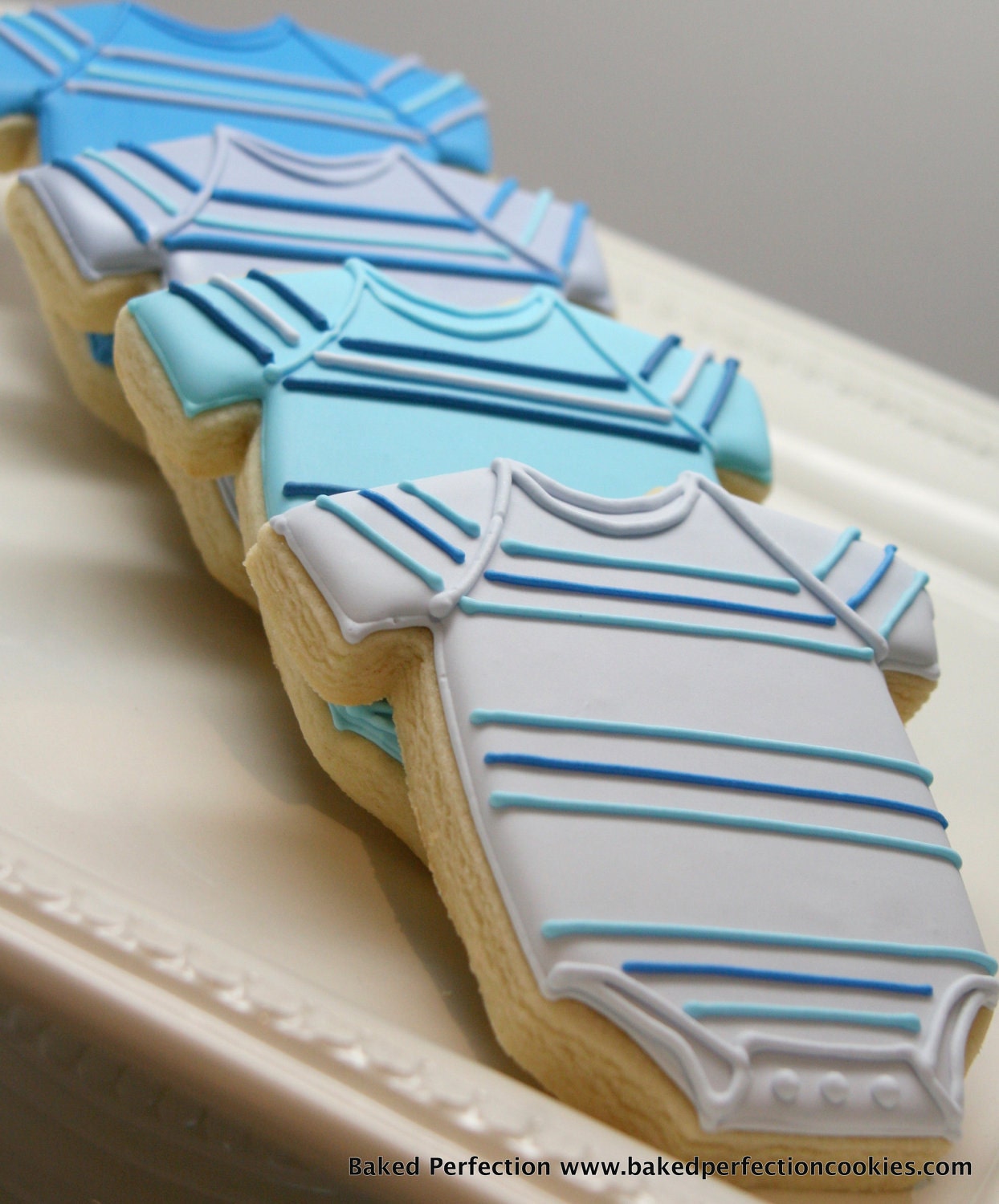 Baby Boy Blue Striped Onesie Cookies for Baby Shower, New Baby Gift, Birthday