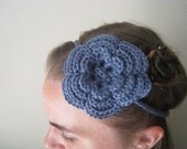 Giant Crochet Flower Headband Vegan Hair Accessory Costume Photo Prop Women Baby Girls Blue Spring Easter MADE TO ORDER