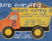 Dump Truck - Birthday Invitation - Digital Design