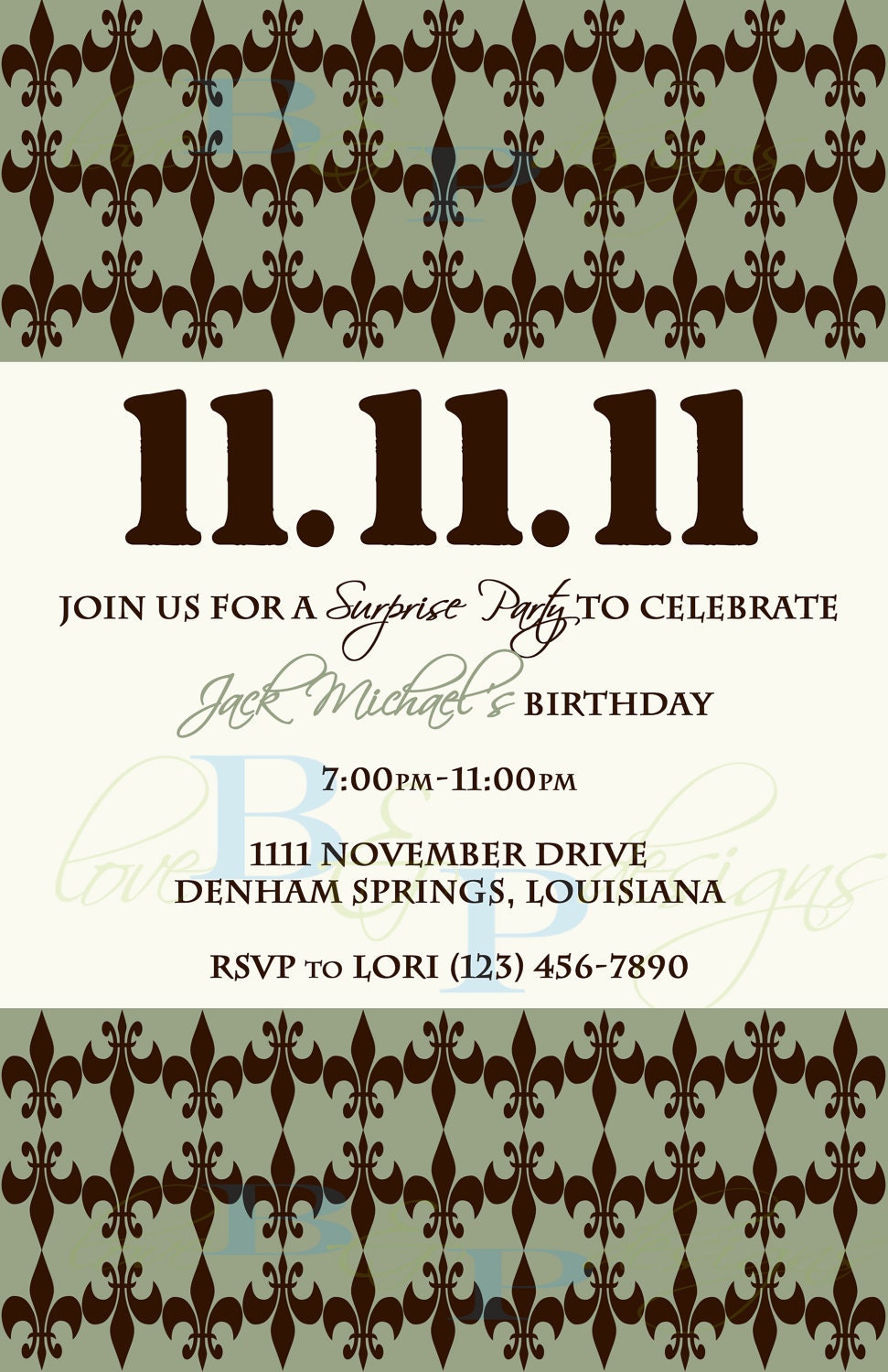 Fleur-Di-Lis Invitation (Formal Party/Engagement Party/Shower/Birthday/Anniversary)