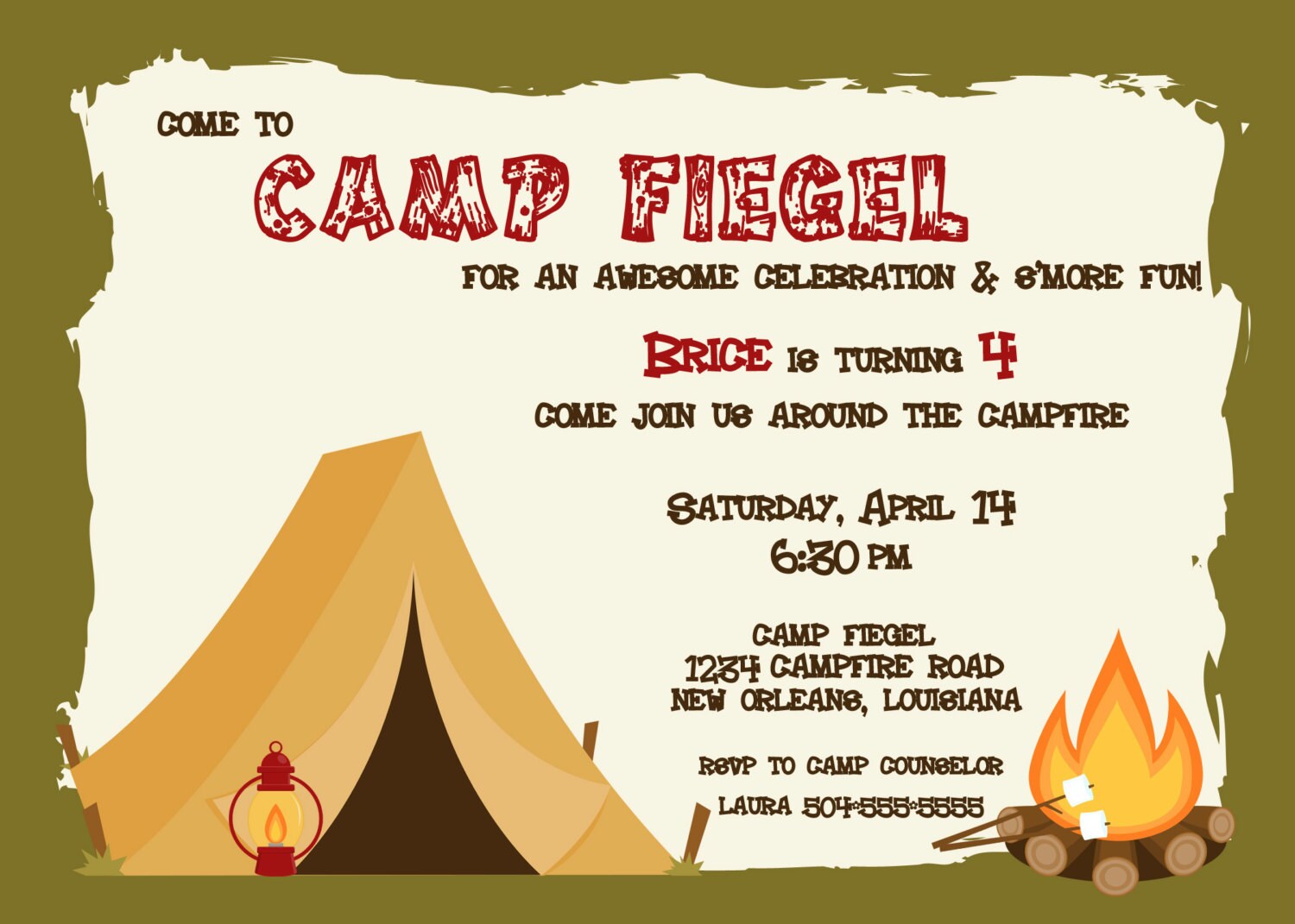 Camping Birthday Invitation