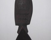 Handcarved tribal art wooden spoon ethnographic
