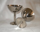 Vintage stainless steel Martini glasses. Vintage champagne cups, stainless steel goblets
