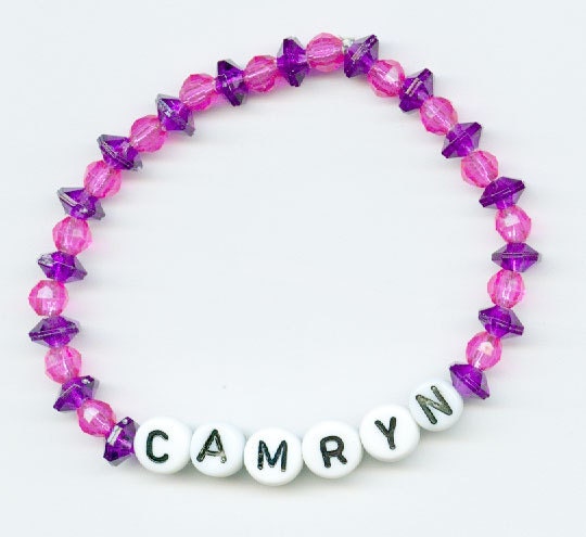 50% Off Sale Purple and Violet Name Bracelet - Personalized Beaded Jewelry
