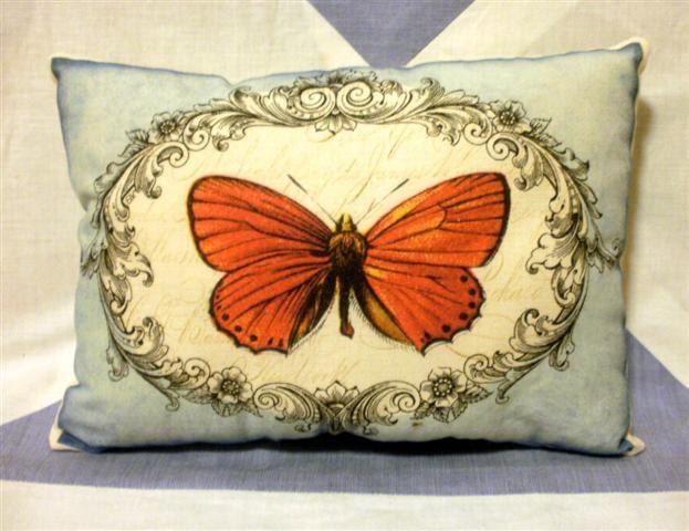 Butterfly Frame  Vintage Style  Cushion Pillow