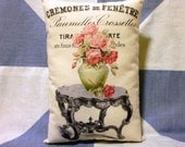 French Rosy Table Vintage Style  Cushion Pillow