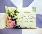 French Roses Flowers Postcard Vintage Style Cushion Pillow