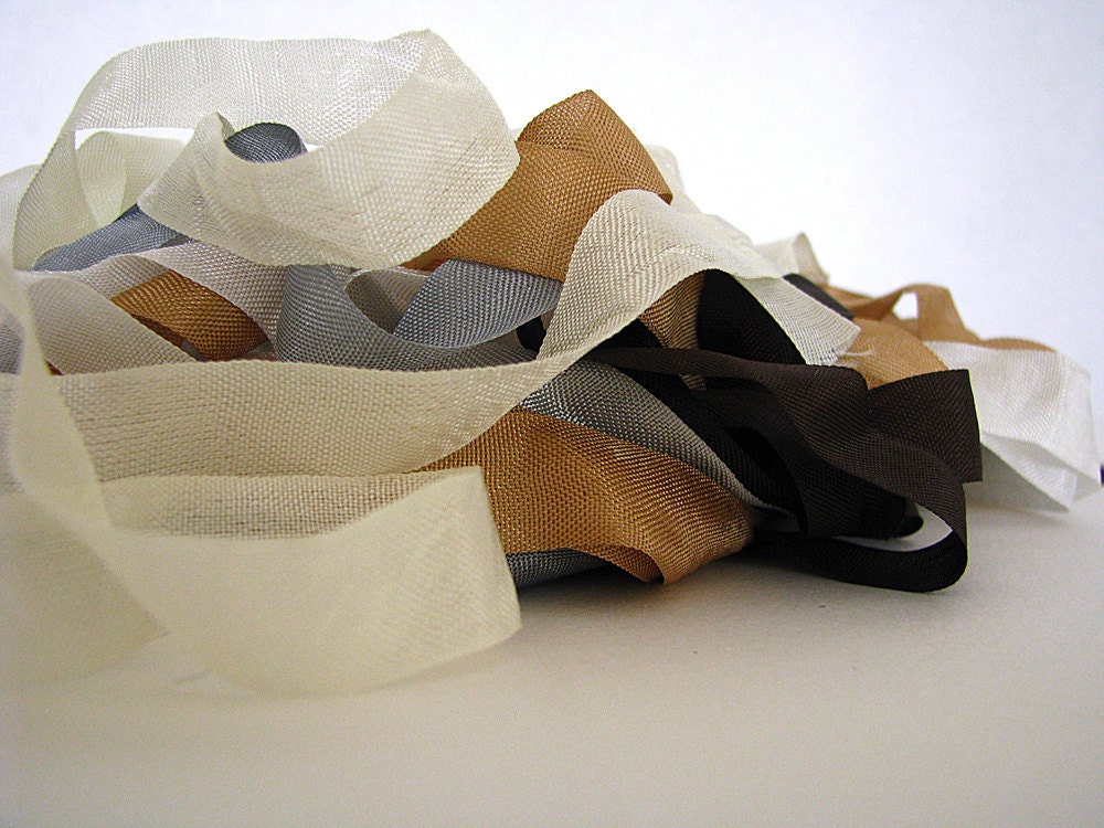 Neutral Collection Seam Binding with Vintage Flash Card - 15 yards - White, Cream, Grey, Brown and Kraft