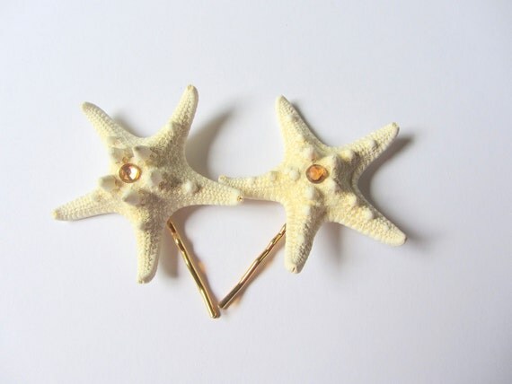 Beach Starfish Hair Pins with Crystal Embellishment