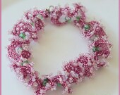 Pink and green ogalala style bracelet summer ruffle