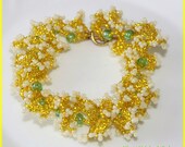 Yellow and green ogalala style bracelet summer ruffle