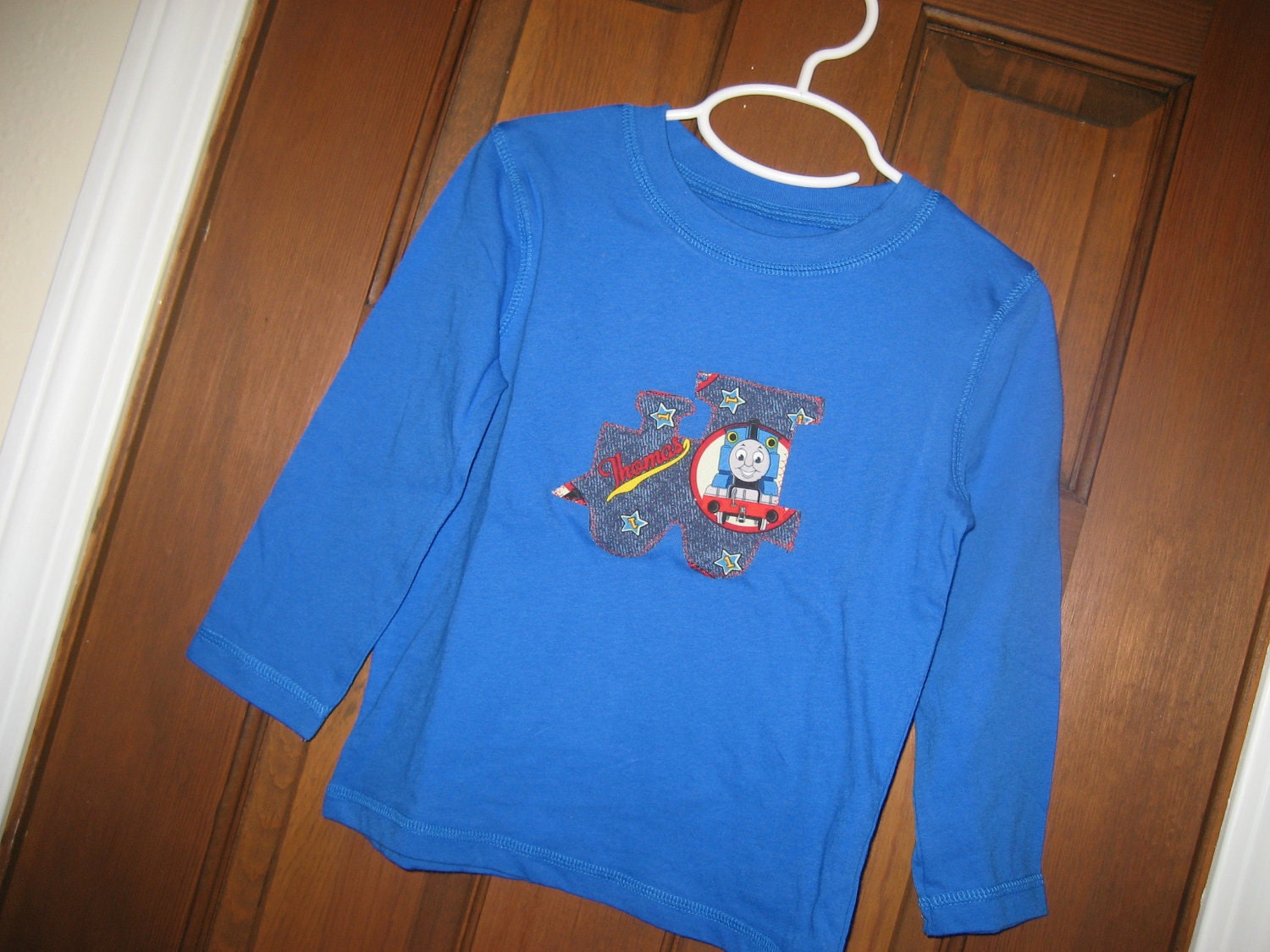 Thomas the Train Boys appliqued blue  t-shirt