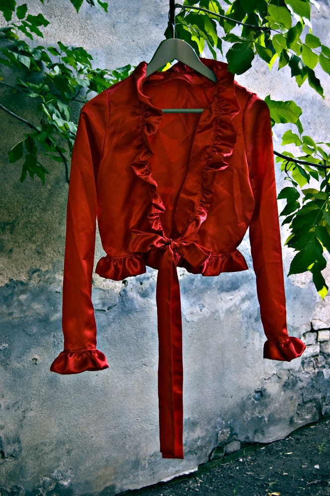 fancy short red satin jacket