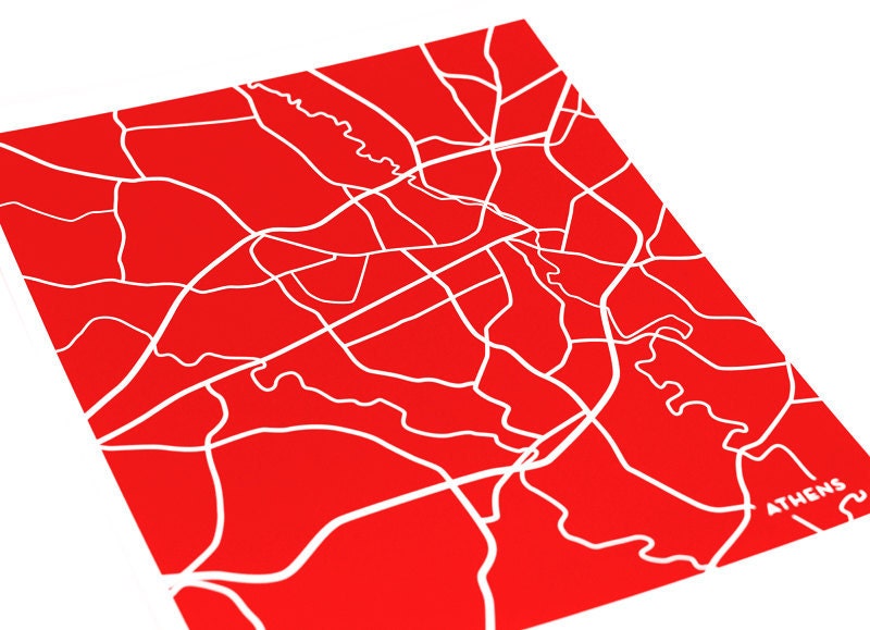 Athens, GA Custom Map Print / University of Georgia UGA Art Poster / 8x10 / Any color