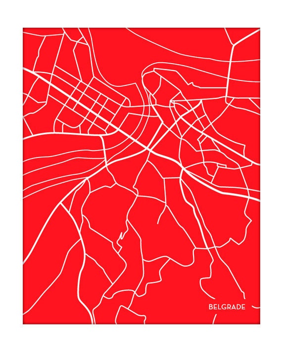 Belgrade City Map Art Print / Choose your City & Color / 8x10 / Wall Art Poster