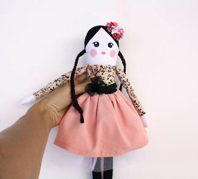Rag Doll, Cloth Doll, Fabric Doll, Handmade Doll, Pink